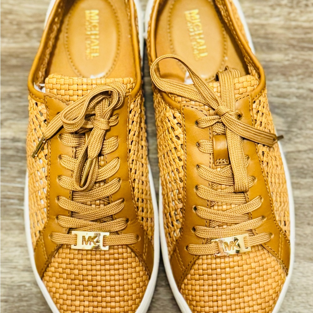 Michael Kors Brown Woven Slip-On Shoes
